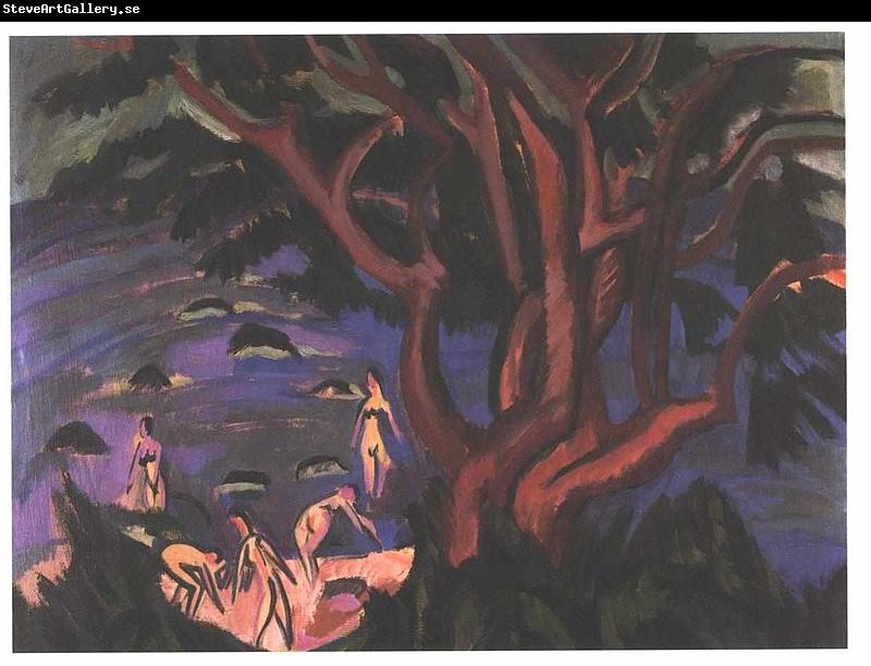 Ernst Ludwig Kirchner red tree on the beach